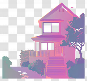 Real Estate - Modern House With Gradient Colors Transparent PNG