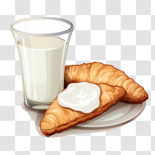 National Apple Turnover Day - Croissants Served With A Glass Of Milk Transparent PNG