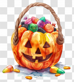 Halloween Basket - Pumpkin Candy Bucket For Halloween Transparent PNG