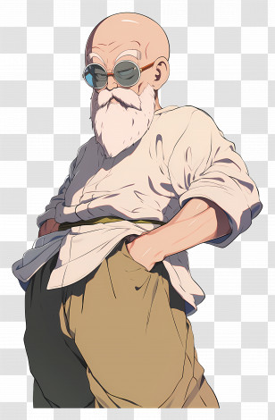 Master Roshi - Cartoon Character In Casual Outfit Transparent PNG