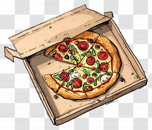 Pizza Box - Pizza In Takeout Box Illustration Transparent PNG