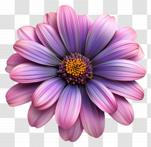 Flower - Radiant Purple-Pink Flower With Petals Transparent PNG