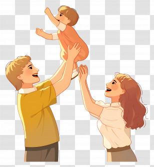 Cartoon Family - Family Playing And Bonding With Child Illustration Transparent PNG