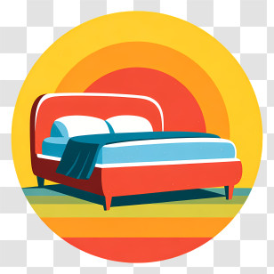 Bed Icon - Comfortable Bed In Warm Colors Transparent PNG