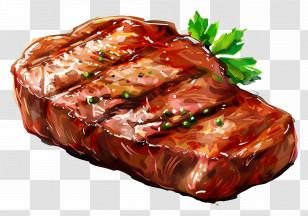 Beef Steak - Grilled Steak With Garnish Illustration Transparent PNG