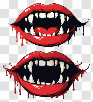 Vampire Teeth - Vampire Lips With Fangs Transparent PNG