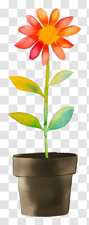 Plant A Flower Day - Colorful Flower In Pot Transparent PNG