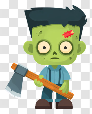 Zombie With Axe - Green Zombie With Axe Transparent PNG