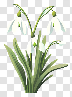 Snowdrop Flower - Snowdrop Flowers In Delicate White And Green Transparent PNG