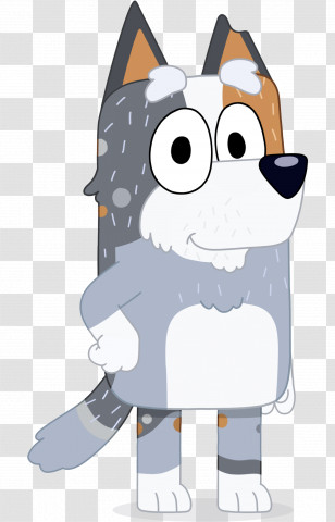Bluey - Gray And White Cartoon Dog Character Transparent PNG