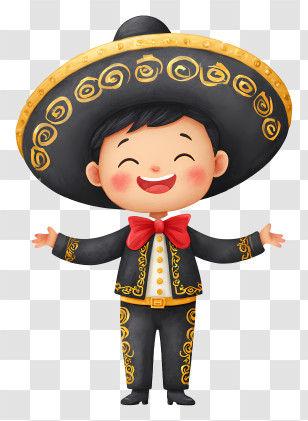 Cartoon Mariachi Boy - Mariachi Boy In Sombrero Transparent PNG