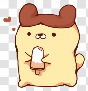 Pompompurin - Cute Dog Eating Ice Cream Illustration Transparent PNG