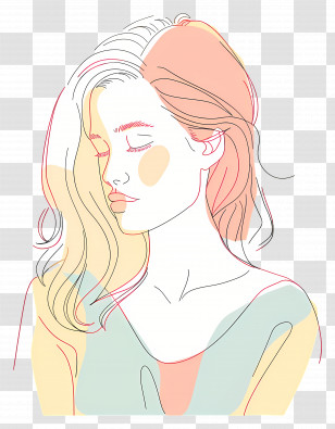 Woman - Woman With Closed Eyes Line Art Transparent PNG