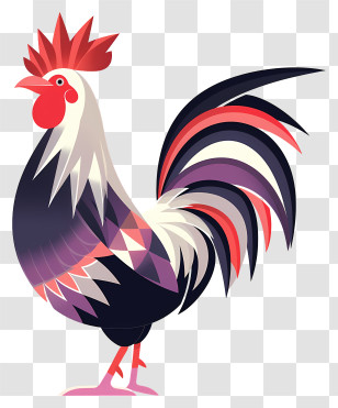 Rooster - Colorful Rooster In Vector Style Transparent PNG