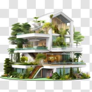 Eco House - Modern House With Garden Transparent PNG