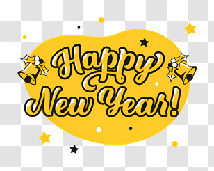 Happy New Year - Yellow Happy New Year Design Transparent PNG