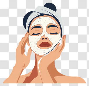 Woman Applying Mask - Woman Applying Facial Mask In Cartoon Style Transparent PNG