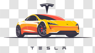 Telsa Car - Stylized Tesla Electric Car Illustration Transparent PNG