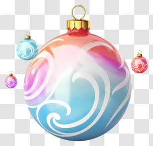 Glass Bauble - Colorful Christmas Ornaments With Swirl Design Transparent PNG