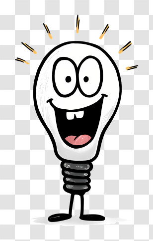 Cartoon Light Bulb - Smiling Cartoon Light Bulb Transparent PNG