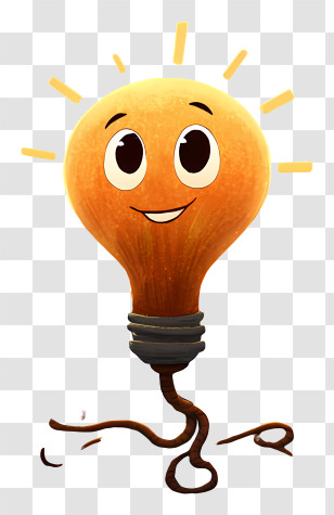 Cartoon Light Bulb - Smiling Cartoon Light Bulb Transparent PNG