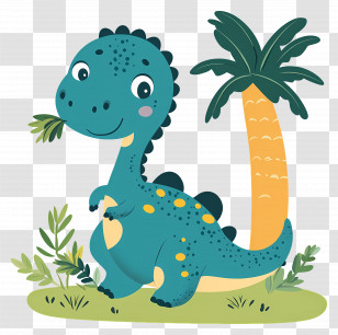 Cartoon Dinosaur - Cartoon Dinosaur With Tree Illustration Transparent PNG