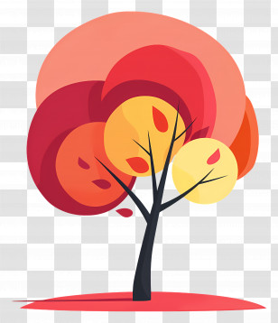 Cartoon Tree - Abstract Autumn Tree Illustration Transparent PNG