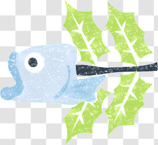 Icon - Blue Fish With Leaves Transparent PNG
