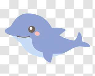 Icon - Adorable Cartoon Blue Dolphin Transparent PNG