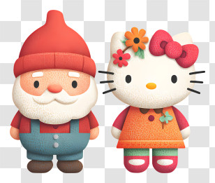 Autumn Gnome And Hello Kitty - Cartoon Characters: Santa And Hello Kitty Transparent PNG