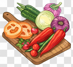 Vegetables On Cutting Board - Fresh Vegetables On A Wooden Cutting Board For Cooking Transparent PNG