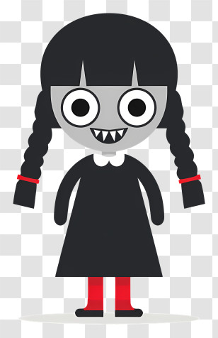 Creepy Doll - Cartoon Girl With Braids Transparent PNG