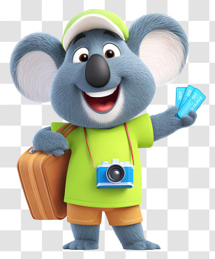 Koala Tourist - Smiling Koala Traveler Transparent PNG