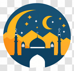 Masjid - Islamic Crescent Moon And Mosque Silhouette For Ramadan Transparent PNG