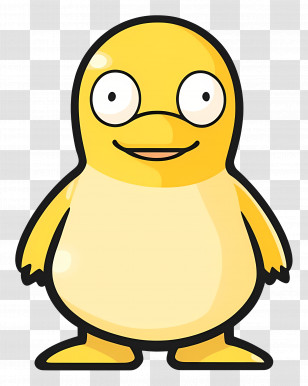 Cartoon Duck - Cute Yellow Cartoon Character With Fun Expression Transparent PNG