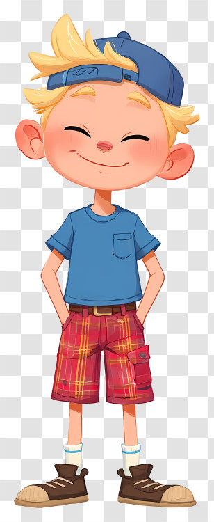 Cheerful Animated Boy - Blonde Boy In Casual Clothes Transparent PNG
