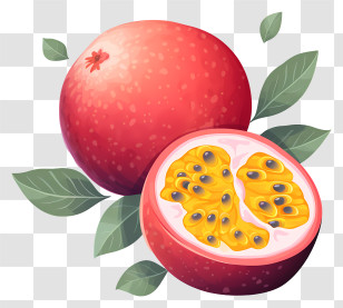 Sliced Pineapple - Red Passion Fruit With Seeds Transparent PNG