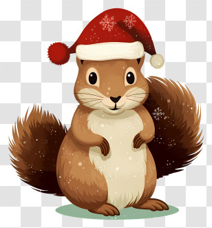 Cute Squirrel - Adorable Christmas Cartoon Squirrel With Santa Hat Transparent PNG