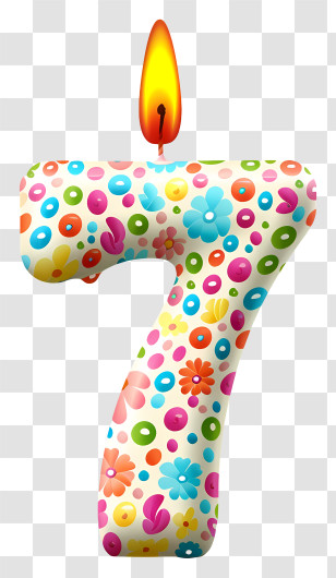 Number 7 Birthday Candle - Colorful Number 7 Candle Transparent PNG
