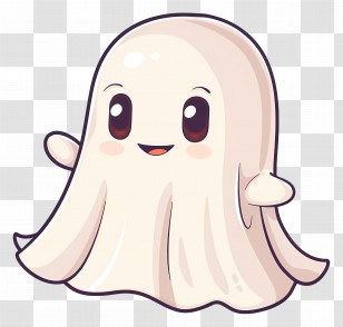 Kawaii Ghost - Cute And Friendly Cartoon Ghost Illustration Transparent PNG