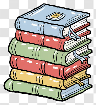 Cartoon - Colorful Stack Of Books Illustration Transparent PNG