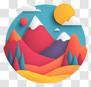 Snow Mountain Scenery - Colorful Mountain Landscape Transparent PNG
