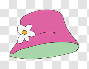 Pink Daisy Hat - Pink Bucket Hat With White Flower Transparent PNG