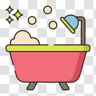 Bathtub - Bathtub With Shower And Bubbles Illustration Transparent PNG