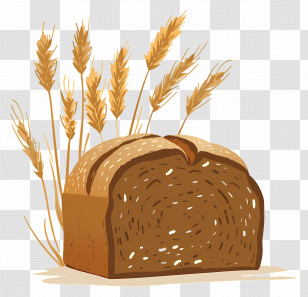 Lammas Loaf - Rustic Brown Bread And Wheat Illustration Transparent PNG
