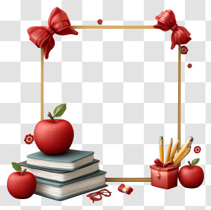 Teachers Day - Books And Apples With Frame Transparent PNG