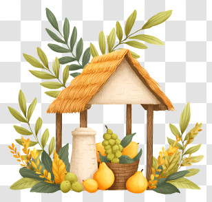 Happy Sukkot - Fruit And Hut Still Life Transparent PNG