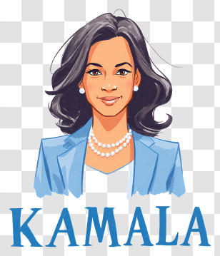 Kamala Harris - Stylized Female Portrait With Pearls Transparent PNG
