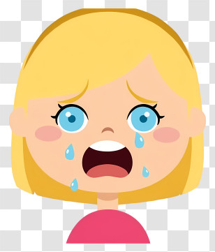 Upset Girl With Dropping Tears - Crying Cartoon Girl With Tears Transparent PNG