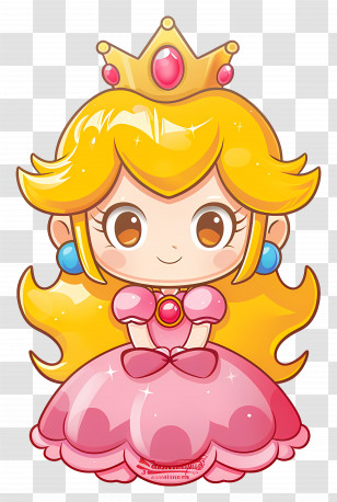 Princess Peach - Cute Princess In Pink Cartoon Style Transparent PNG